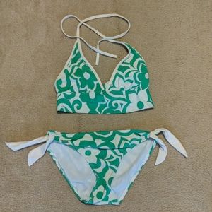 Green and white swimsuit